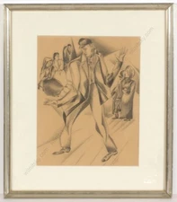Boris Deutsch (1892-1978) "Shtetl dandy", The New Objectivity, drawing, 1929 (1)