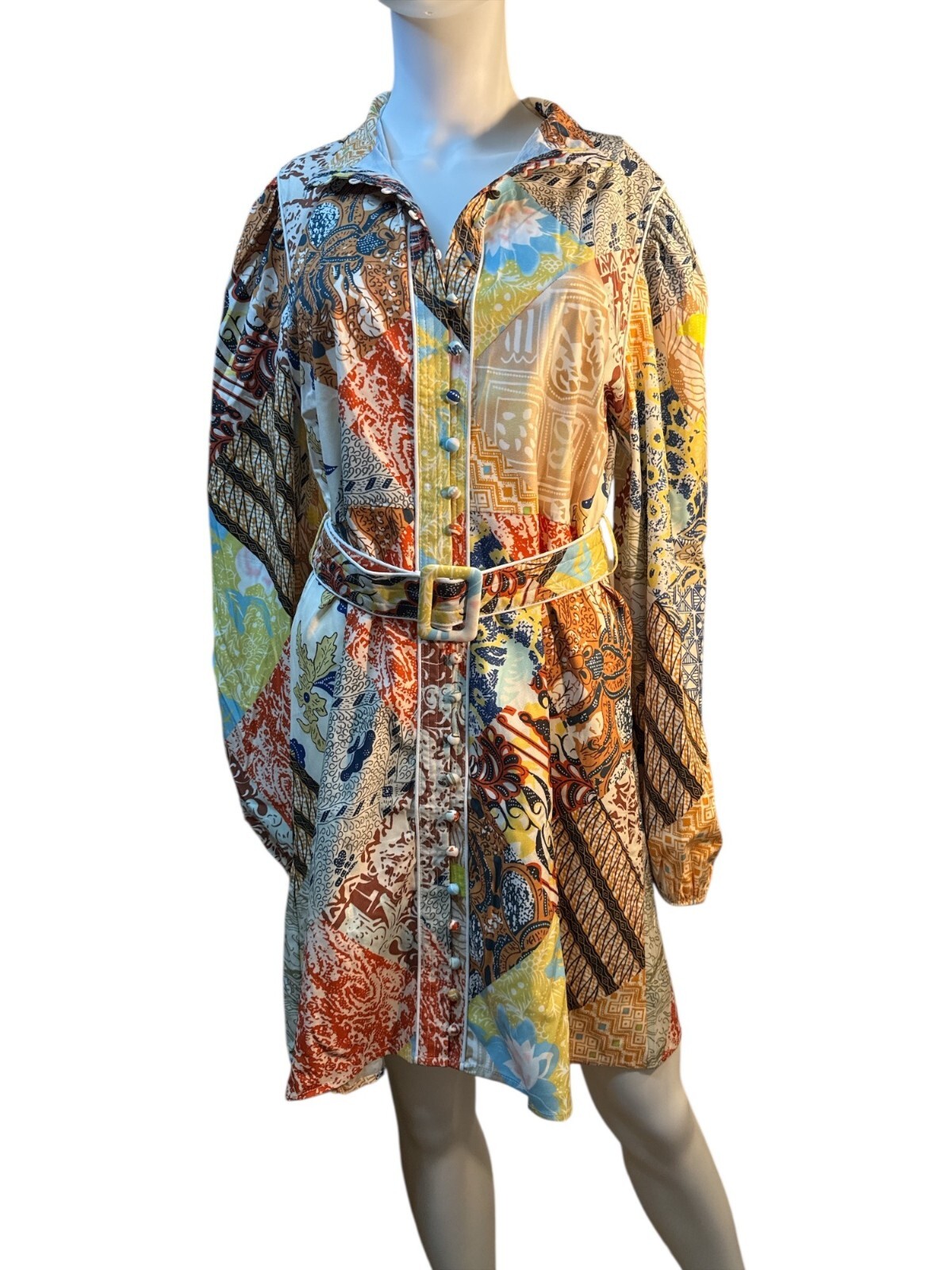 Dalia MacPhee Multicolor Patchwork Button Down Sh… - image 1