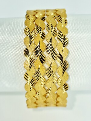 4PCS GOLD PLATED STUNNING SET CHURRI KARRA BANGEL BRACELET NEW FUL FLOWER DESIGN