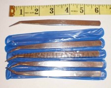 New 5pcs. Stainless Steel Tweezers 6" Bent Tips- TWE7 first aid