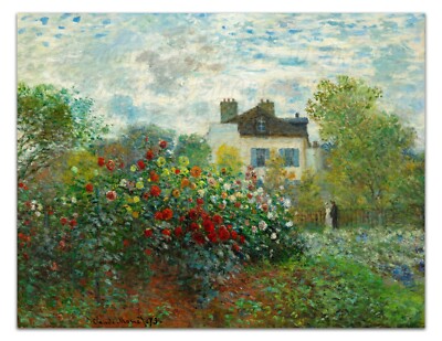 The Artist's Garden in Argenteuil (1873) CLAUDE MONET Vintage Painting 17x22''