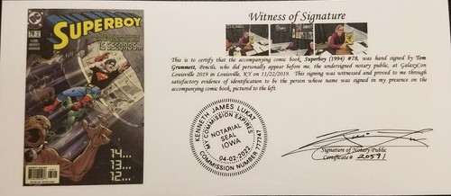 Superboy (1994) #78 FIRMATO da Tom Grummett con testimone notarile della firma - Foto 6 di 6