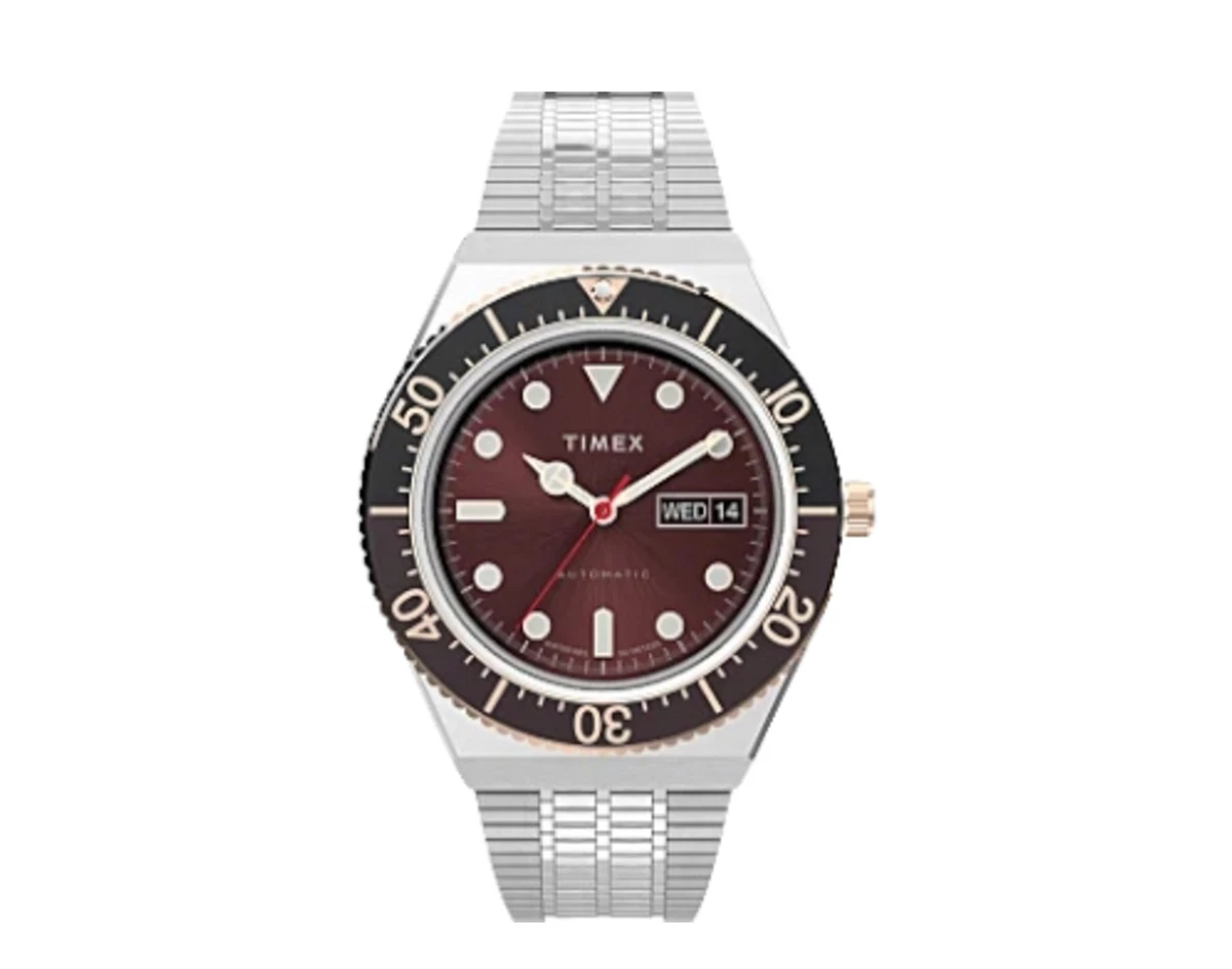 Timex Q M79 Automatic 40mm Stainless Steel Bracelet Brown Watch 