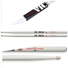 VIC FIRTH WHITE  5A  American Classic  Hickory Drumsticks One Pair WHITE