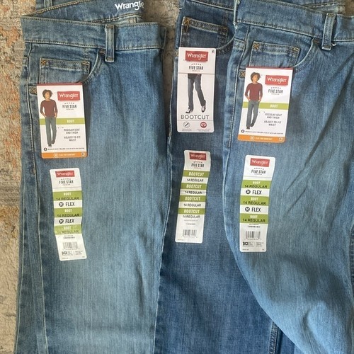Boys wrangler classic boot cut size 14 regular jeans. Three pairs new with tags. - Picture 2 of 9