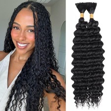 Braiding Hair for Boho Braids 18 Inch 2 Bundles Natural Black Water Wave Bulk...
