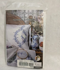 Tobin Stamped Pillow Cases (2) 'Blue Cascade' 230092 NIP-Thread Not Included