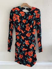 Zara Floral Print Mini Dress Long Sleeves Open Back Small Whimsigoth Feminine