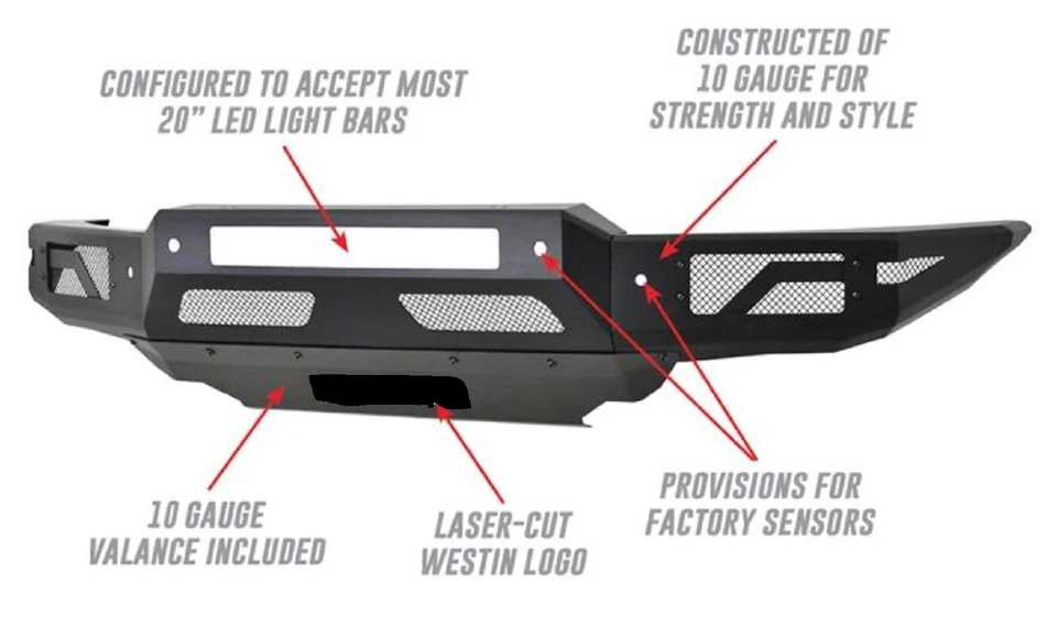 Westin-58-41085 Pro-Mod Front Bumper Textured Black Steel for 19-21 Ford Ranger Foto 4 de 4
