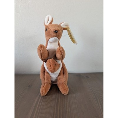 Ty Beanie Baby Pouch the Kangaroo Joey Style 4161 Brown Plush Toy Sensory Kid