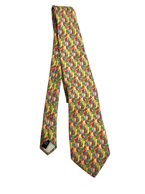 Vintage Andre Claude Canova Necktie Silk Geometric Shapes France Colorful