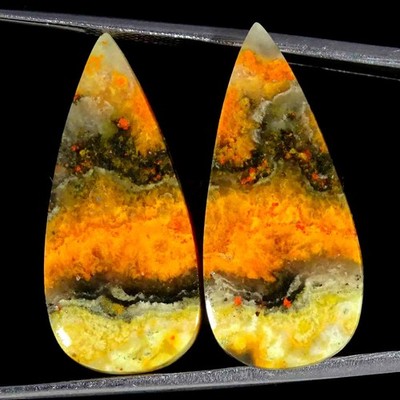 24.10Cts Natural Bumble Bee Jasper Pear Cabochon loose Gemstone 12x27x4mm