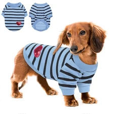 Queenmore Striped Dog Shirt, Cotton/Poly, Long Sleeve, Blue, XS-XL, Unisex Pet T