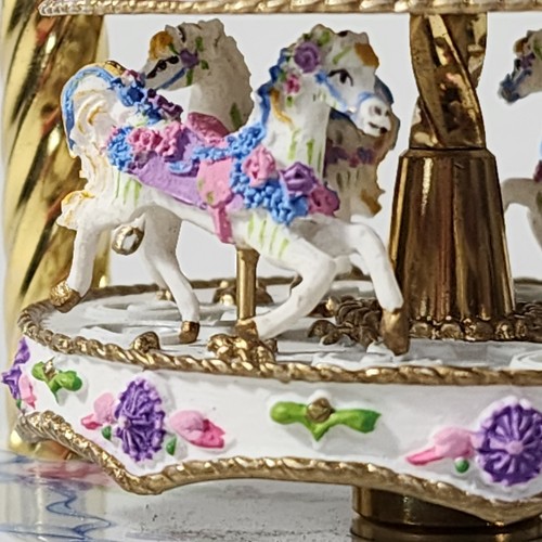 Franklin Mint The Carousel Anniversary Clock WM Dentzel Porzellan Germany funktioniert - Bild 10 von 21