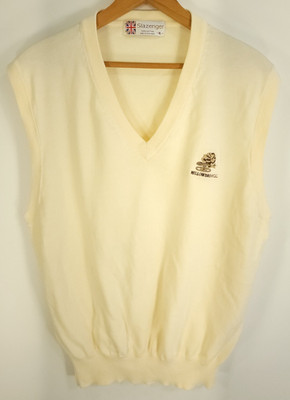 Slazenger Sweater Vest Men's XL Cream Embroidered Willowbrook CC Golf Preppy