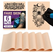 6 Pcs 8x6 Inch Tattoo Practice Skins Double Sided Fake Skins for Microblading