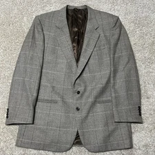 Louis Roth Vintage 70s Custom Men's 48 L Plaid Gray Blazer Jacket Coat