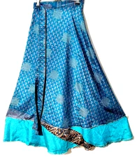 Incredible-art Vintage Silk Sari Magic Wrap Skirt Reversible Hippie Sarong