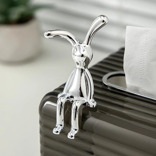 Nordic Silver Rabbit Statue Bunny Sculpture Modern Animal Home Gift Decor - Picture 17 of 35