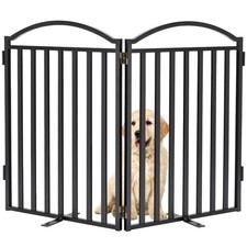 Malier Metal Freestanding Dog Gate with Door, 32'' Height 2 Panels Dog Gate for