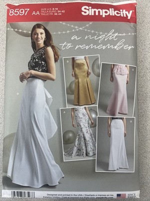 UNCUT Simplicity 8597 Misses Formal Skirts (8-26) Sewing Pattern