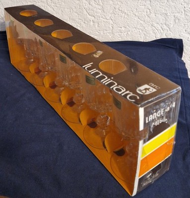 Vintage 6er Set 70er Cristal d´Arques Luminarc ''Lance'' Wein-Glas NEU in OVP