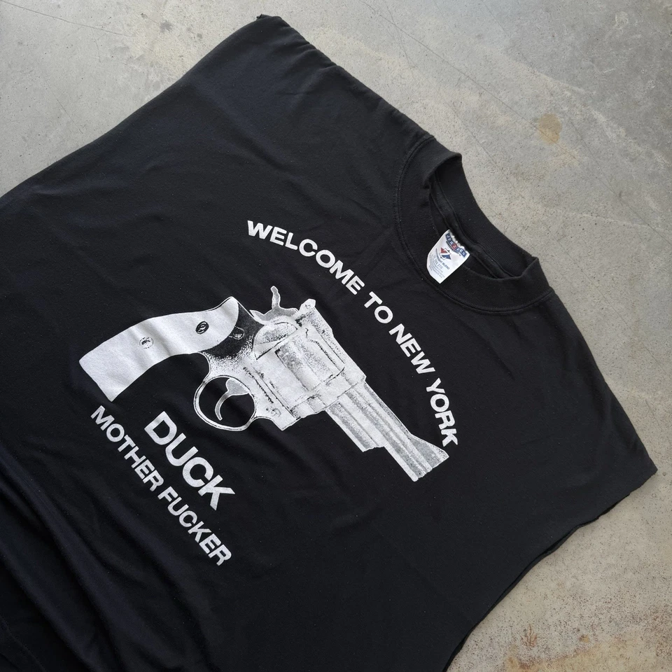 Винтажная редкая футболка Welcome To New York Duck Mother F*cker Obscure Gun размер 2XL - Изображение 3 из 4