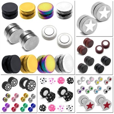 2 Magnet Fakeplugs Fake Plug Tunnel Magnetisch Piercing Motiv Sterne Strass Clip