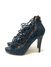 USED Jimmy Choo Green Snakeskin Embossed Strap Pump Heel size 41 AUTHENTIC