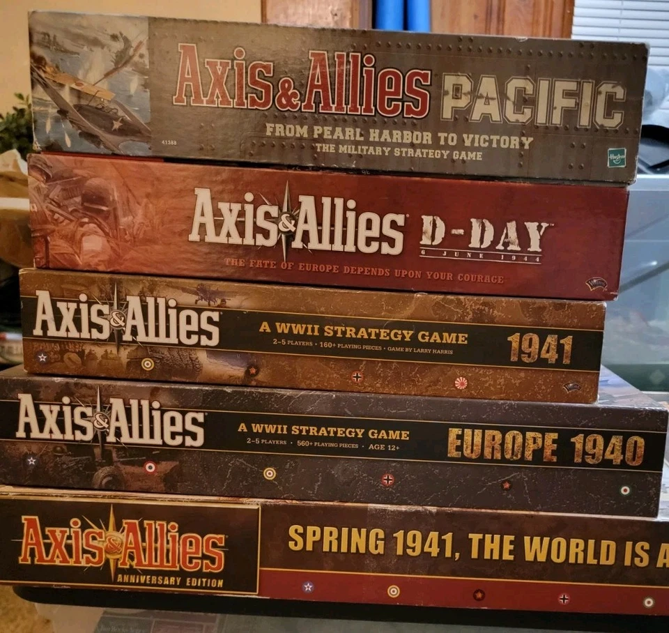 Lote de 5 jogos de tabuleiro Axis & Allies aniversário 1941 1940 Europa Pacífico Dia D - Imagem 2 de 4