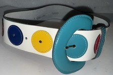 VINTAGE NEW CALDERON Wide BELT 80s Retro New Wave Never Worn Dots Multicolor