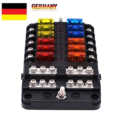 CAMECHO 12V 32V 12-Weg ATO Sicherungshalter KFZ Auto Sicherungskasten LKW Boot Sicher