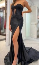Sherri Hill 56161 Sz 6 Black Prom Gown Dress Left Slit Just Cleaned 1.30.26
