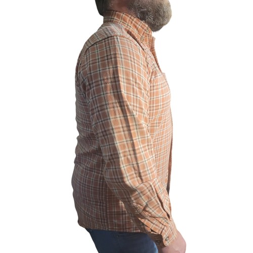 VINTAGE 1980s L.L. Bean Mens Orange Plaid Shirt Medium Thick Sustainable Cotton - Picture 9 of 12