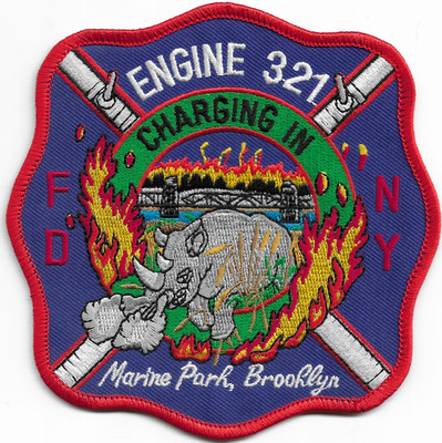 New York City - FDNY Engine-321 ''Charging In-blue'', NY (4.5'' x 4.5'') fire patch