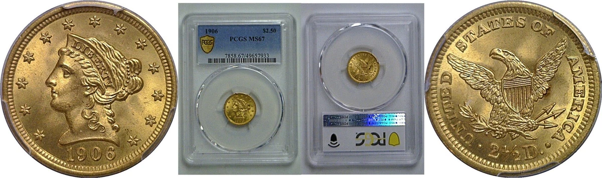 PCGS 1906 Year Quarter Eagle $2.50 US Gold Coins (Pre - 1933) for