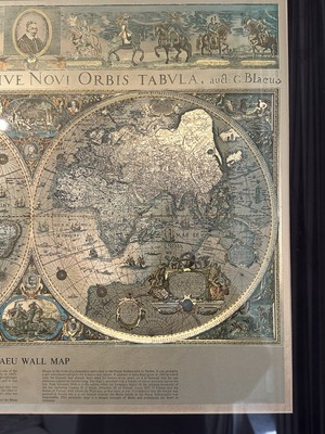 Vintage Framed Gold Foil Blaeu Wall Map of Old World 28x22 | eBay