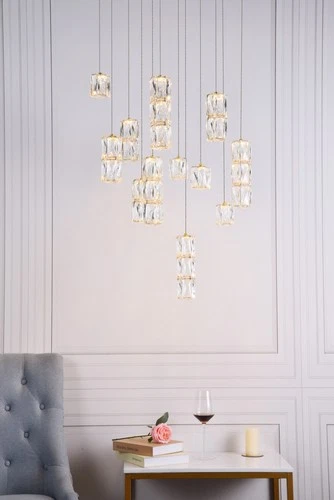 Elegant Lighting 3500D24 Polaris 12 Light 24"W LED Crystal Multi - Chrome - Picture 8 of 12