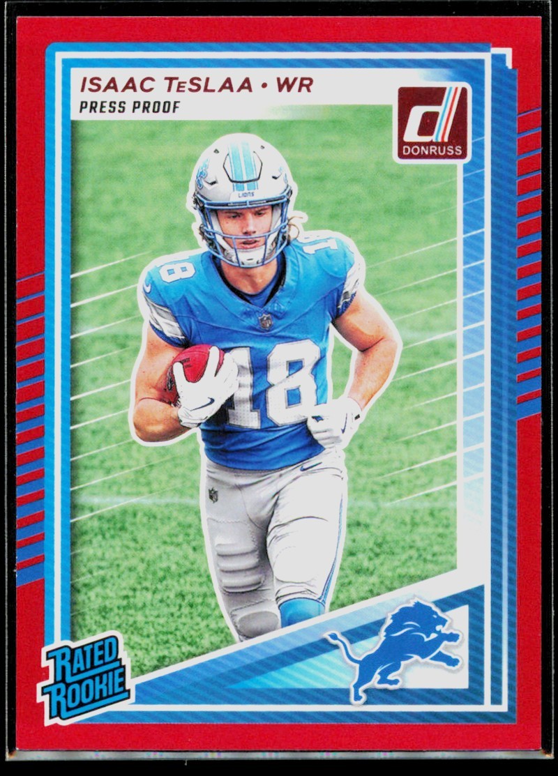 2025 Donruss Red Press Proof Isaac TeSlaa Rookie Detroit Lions #338