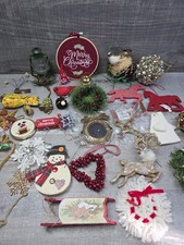 Rustic Christmas Ornaments Lot 30 Vtg Farmhouse Country Ornaments Bin317