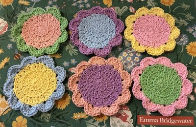 6 Handmade Cotton Crochet Coasters Spring Easter Emma Bridgewater Not Included