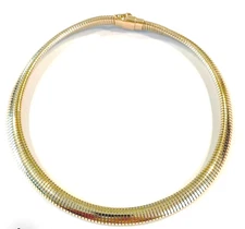 Antique 1940s Forstner 14K Gold Gas Pipe Flexi Snake Tubogas Collar Necklace 69g