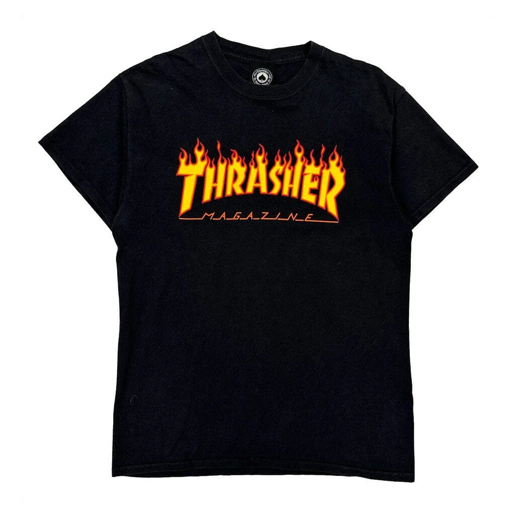 Thrasher Graphic T-Shirt - Medium Black Cotton