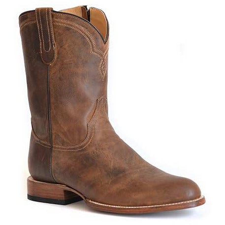 Men's Stetson Rancher Zip Leather Roper Boots Handcrafted Brown - Picture 1 of 2