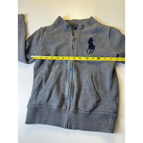 Polo Ralph Lauren Big Pony Boys Gray Full Zip Knit Sweater Jacket Size M (10-12) - Picture 3 of 10