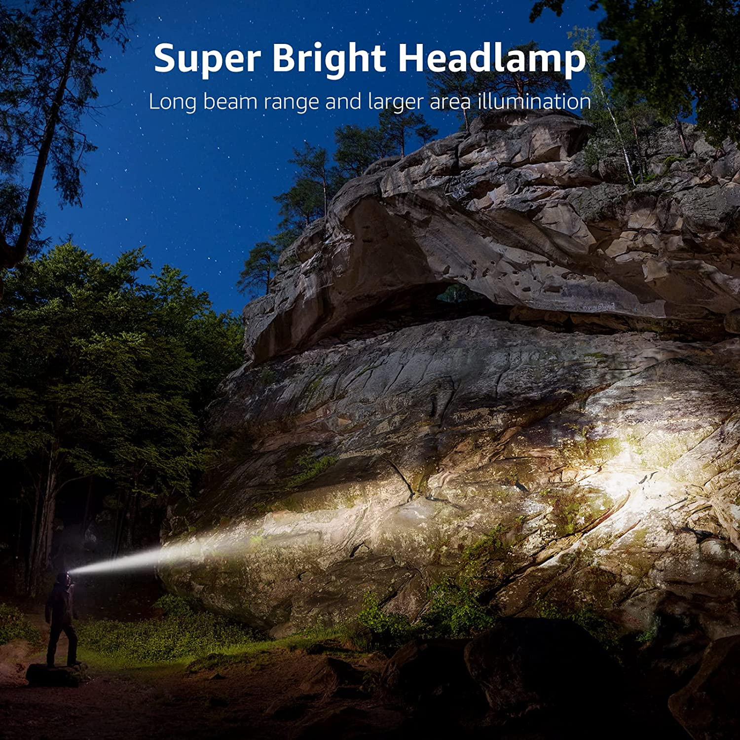 Lighting Ever LED Headlamp Rechargeable 2 Packs - Super Bright Head Lamp with 5 