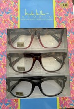 NICOLE MILLER SQUARE ANIMAL.RED,TORTOISE,BLACK 3 Pack Readers Glasses 2.00 NIB