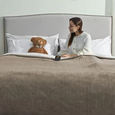 Electric Blanket Full Size，Soft Velvet to Warm Sherpa Heated Blankets with 0....