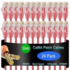 Cat6a Slim Ethernet Patch Cable 1.5 ft 24 Pack Cat6a Patch Cable for Data Cen...