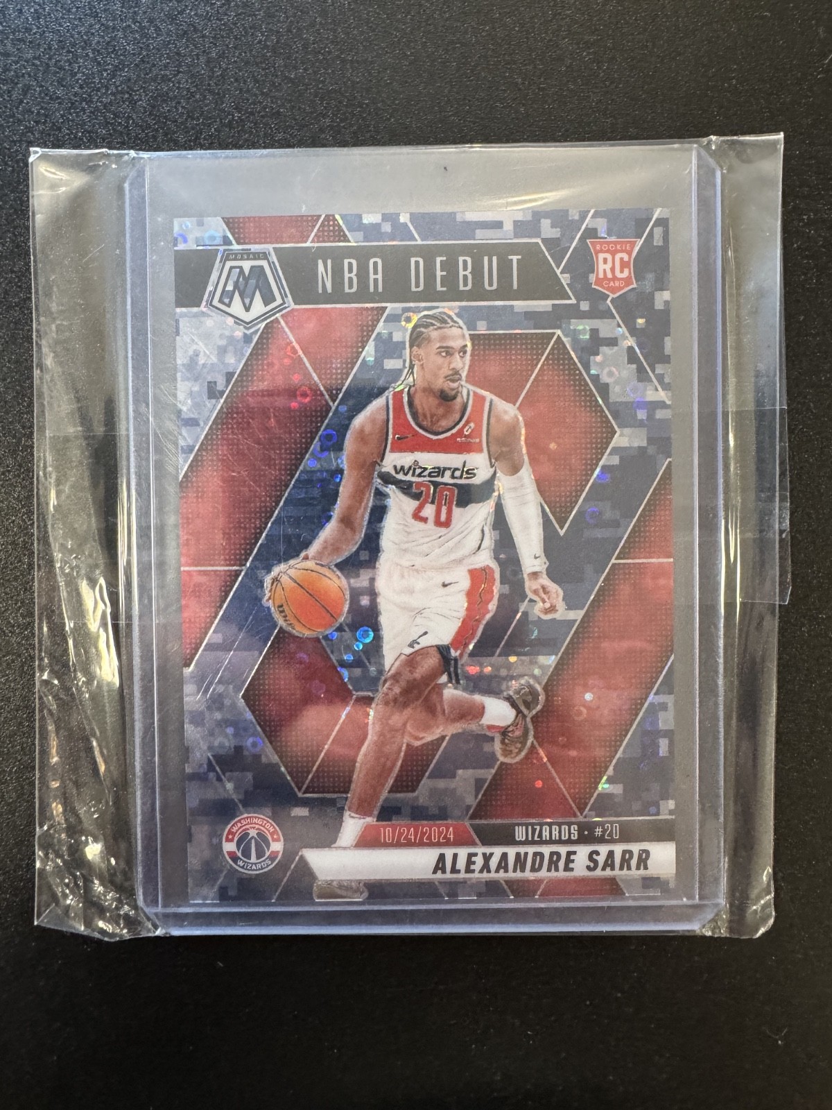 Alexandre Sarr 2024-25 Panini Mosaic /35 Blue Camo Disco NBA Debut RC #254